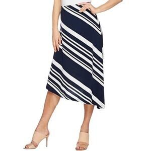 Susan Graver Sz Small Liquid Knit Elastic Waist Asymmetrical Skirt Black White